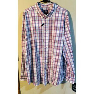 New! George Men's Classic Fit Plaid Button-Down Shirt 2XL (50-52)